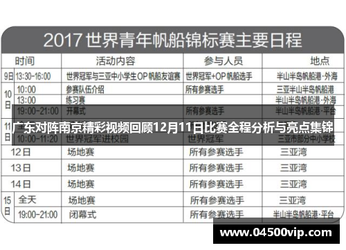 广东对阵南京精彩视频回顾12月11日比赛全程分析与亮点集锦